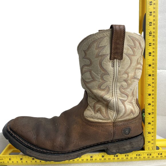 Ariat Square Toe Distressed Leather Western Cowboy Biker Work Boots Men's 12 D - Picture 12 of 13